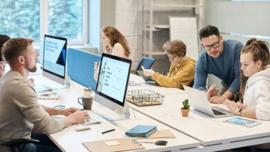 People Working in front of the Computer In a Light Office