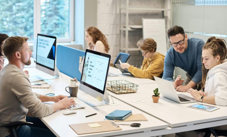 People Working in front of the Computer In a Light Office